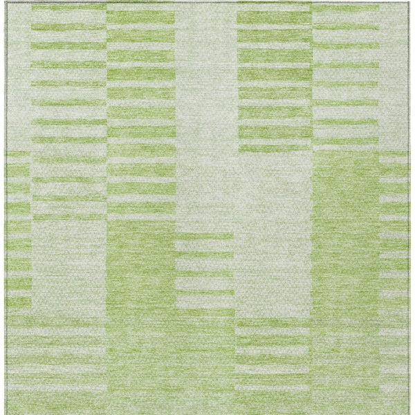 Homeroots 3' Stylish Artichoke Green And Mint Striped Washable Indoor-outdoor Area Rug For All Spaces 8' X 10' Polyester 581632