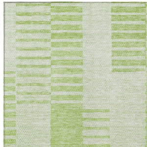 Homeroots 3' Stylish Artichoke Green And Mint Striped Washable Indoor-outdoor Area Rug For All Spaces 8' X 10' Polyester 581632