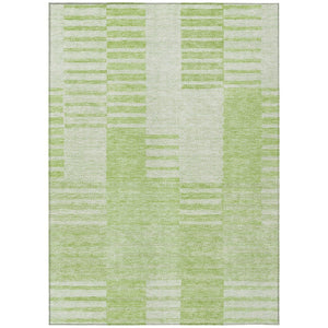 HomeRoots 9' Artichoke Green and Mint Green Striped Washable Area Rug for Indoor and Outdoor Spaces 9' X 12' 581633