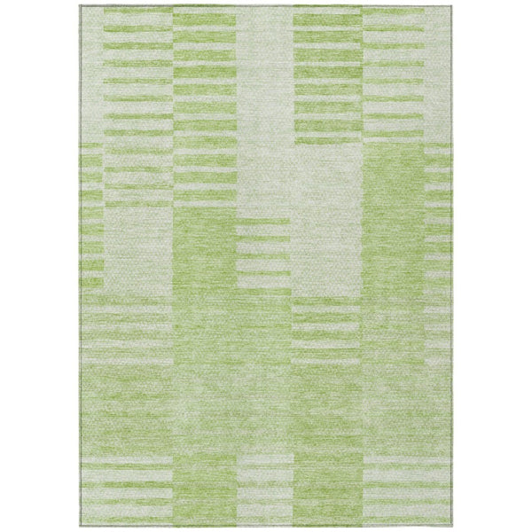 HomeRoots 9' Artichoke Green and Mint Green Striped Washable Area Rug for Indoor and Outdoor Spaces 9' X 12' 581633