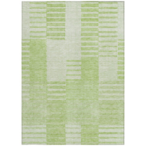 Homeroots 3' Stylish Artichoke Green And Mint Striped Washable Indoor-outdoor Area Rug For All Spaces 9' X 12' Polyester 581633