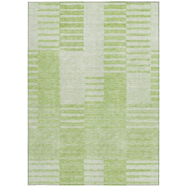 Homeroots 3' Stylish Artichoke Green And Mint Striped Washable Indoor-outdoor Area Rug For All Spaces 9' X 12' Polyester 581633