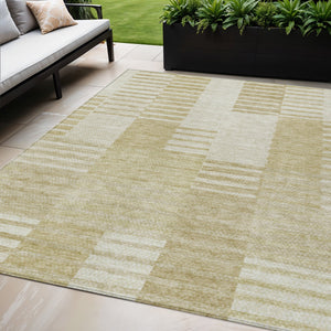 Homeroots 3' Stylish Artichoke Green And Mint Striped Washable Indoor-outdoor Area Rug For All Spaces 5' X 8' Polyester 581636