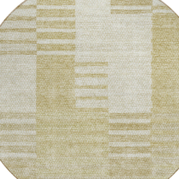 Homeroots 3' Stylish Artichoke Green And Mint Striped Washable Indoor-outdoor Area Rug For All Spaces 8' Round Polyester 581637