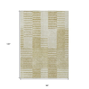 Homeroots 3' Stylish Artichoke Green And Mint Striped Washable Indoor-outdoor Area Rug For All Spaces 8' X 10' Polyester 581638