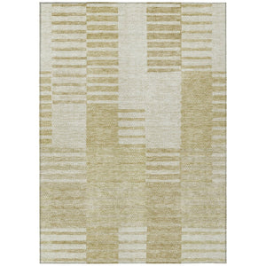 HomeRoots 5' Stylish Beige and Ivory Striped Area Rug – Washable, Durable, Perfect for Indoor and Outdoor Spaces 8' X 10' 581638