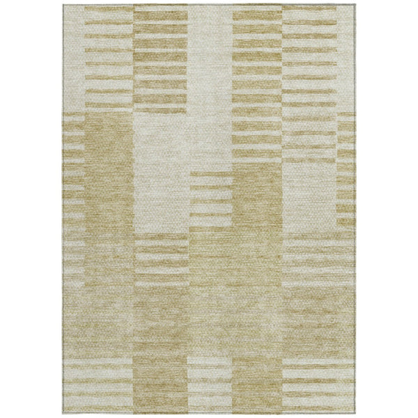 Homeroots 3' Stylish Artichoke Green And Mint Striped Washable Indoor-outdoor Area Rug For All Spaces 9' X 12' Polyester 581639