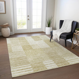 Homeroots 3' Stylish Artichoke Green And Mint Striped Washable Indoor-outdoor Area Rug For All Spaces 9' X 12' Polyester 581639