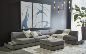 Sunpan Harmony Modular Sectional - Stylish, Contemporary Design for Ultimate Comfort and Versatile Spaces Armless Chair / Left Shelf - 49.25W x 35.75D x 27.5H