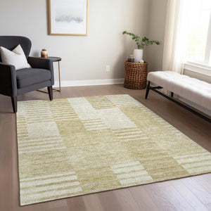 Homeroots 3' Stylish Artichoke Green And Mint Striped Washable Indoor-outdoor Area Rug For All Spaces 10' X 14' Polyester 581640