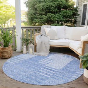 Homeroots 3' Stylish Artichoke Green And Mint Striped Washable Indoor-outdoor Area Rug For All Spaces 8' Round Polyester 581643