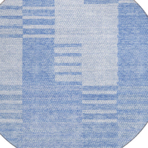 Homeroots 3' Stylish Artichoke Green And Mint Striped Washable Indoor-outdoor Area Rug For All Spaces 8' Round Polyester 581643