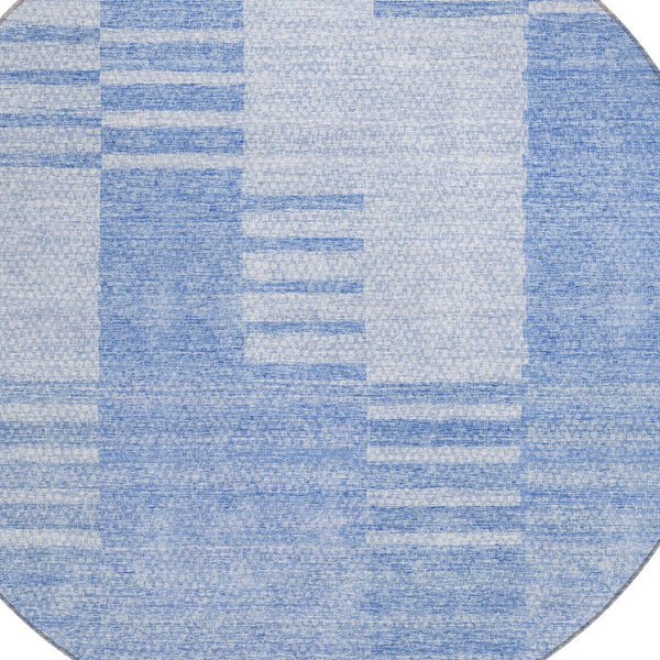 Homeroots 3' Stylish Artichoke Green And Mint Striped Washable Indoor-outdoor Area Rug For All Spaces 8' Round Polyester 581643