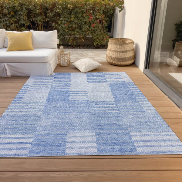 Homeroots 3' Stylish Artichoke Green And Mint Striped Washable Indoor-outdoor Area Rug For All Spaces 8' X 10' Polyester 581644