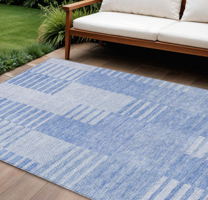 Homeroots 3' Stylish Artichoke Green And Mint Striped Washable Indoor-outdoor Area Rug For All Spaces 9' X 12' Polyester 581645