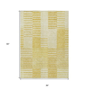 Homeroots 3' Stylish Artichoke Green And Mint Striped Washable Indoor-outdoor Area Rug For All Spaces 3' X 5' Polyester 581647