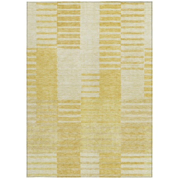 Homeroots 3' Stylish Artichoke Green And Mint Striped Washable Indoor-outdoor Area Rug For All Spaces 5' X 8' Polyester 581648