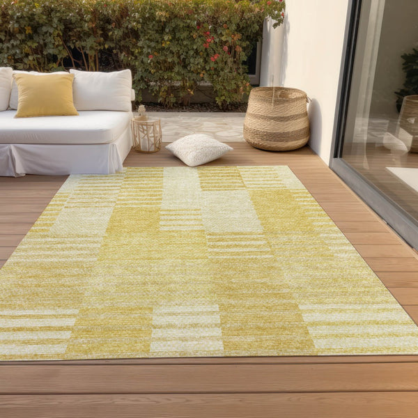 Homeroots 3' Stylish Artichoke Green And Mint Striped Washable Indoor-outdoor Area Rug For All Spaces 5' X 8' Polyester 581648