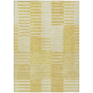 HomeRoots 5' Gold Wheat and Ivory Striped Area Rug – Stylish, Washable Design for Indoor and Outdoor Spaces 8' X 10' 581650