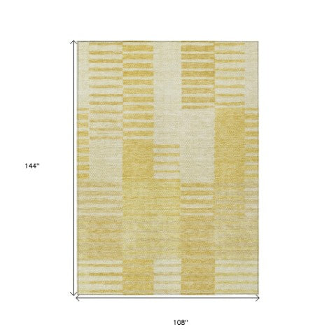 Homeroots 3' Stylish Artichoke Green And Mint Striped Washable Indoor-outdoor Area Rug For All Spaces 9' X 12' Polyester 581651