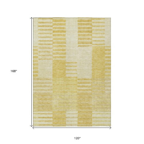 Homeroots 3' Stylish Artichoke Green And Mint Striped Washable Indoor-outdoor Area Rug For All Spaces 10' X 14' Polyester 581652