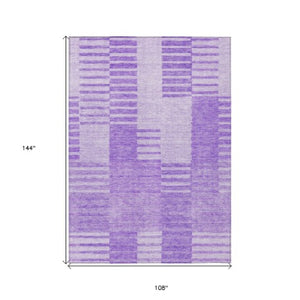 Homeroots 3' Stylish Artichoke Green And Mint Striped Washable Indoor-outdoor Area Rug For All Spaces 9' X 12' Polyester 581657