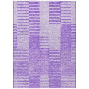 HomeRoots 5' Stylish Lavender and Purple Striped Washable Area Rug for Indoor and Outdoor Versatile Use 10' X 14' 581658