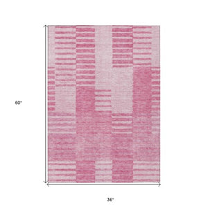 Homeroots 3' Stylish Artichoke Green And Mint Striped Washable Indoor-outdoor Area Rug For All Spaces 3' X 5' Polyester 581659