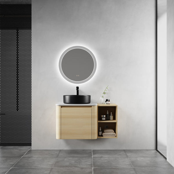 English Elm 36'' Wall-Mounted Bathroom Vanity With Artistic Ceramic Sink, Soft-Close Door & Space-Saving Storage W999S00468