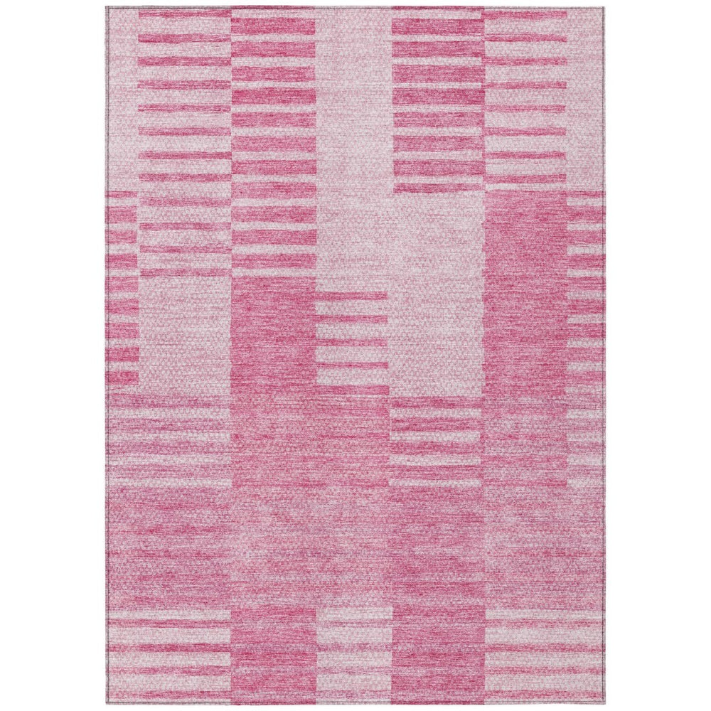 HomeRoots 9' Pink and Blush Striped Washable Area Rug – Perfect for Indoor Comfort and Outdoor Living Spaces 9' X 12' 581663