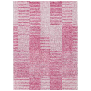 HomeRoots 9' Pink and Blush Striped Washable Area Rug – Perfect for Indoor Comfort and Outdoor Living Spaces 9' X 12' 581663