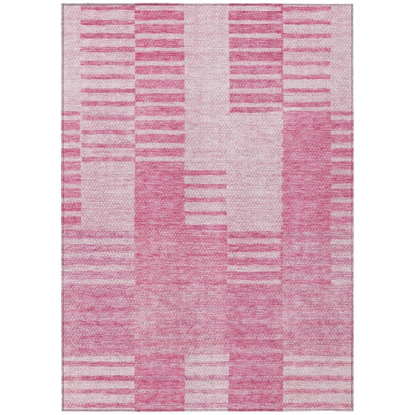 HomeRoots 9' Pink and Blush Striped Washable Area Rug – Perfect for Indoor Comfort and Outdoor Living Spaces 9' X 12' 581663