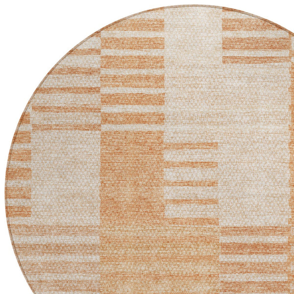 Homeroots 3' Stylish Artichoke Green And Mint Striped Washable Indoor-outdoor Area Rug For All Spaces 8' Round Polyester 581667