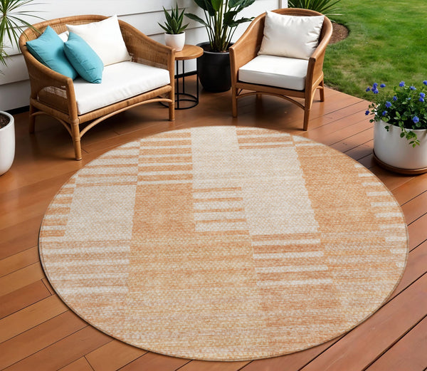 Homeroots 3' Stylish Artichoke Green And Mint Striped Washable Indoor-outdoor Area Rug For All Spaces 8' Round Polyester 581667