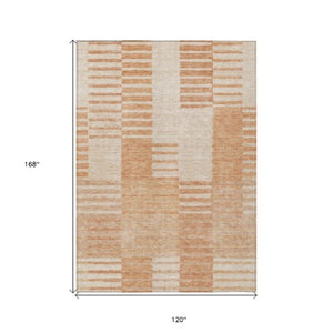 Homeroots 3' Stylish Artichoke Green And Mint Striped Washable Indoor-outdoor Area Rug For All Spaces 10' X 14' Polyester 581670