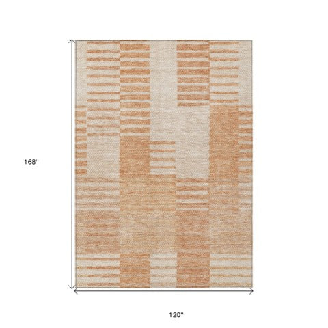 Homeroots 3' Stylish Artichoke Green And Mint Striped Washable Indoor-outdoor Area Rug For All Spaces 10' X 14' Polyester 581670