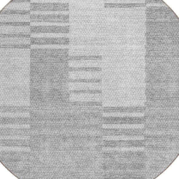 Homeroots 3' Stylish Artichoke Green And Mint Striped Washable Indoor-outdoor Area Rug For All Spaces 8' Round Polyester 581673