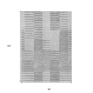 Homeroots 3' Stylish Artichoke Green And Mint Striped Washable Indoor-outdoor Area Rug For All Spaces 8' X 10' Polyester 581674