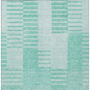 Homeroots 3' Stylish Artichoke Green And Mint Striped Washable Indoor-outdoor Area Rug For All Spaces 5' X 8' Polyester 581678