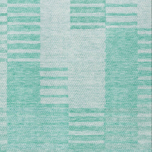 Homeroots 3' Stylish Artichoke Green And Mint Striped Washable Indoor-outdoor Area Rug For All Spaces 5' X 8' Polyester 581678