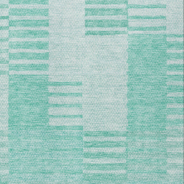 Homeroots 3' Stylish Artichoke Green And Mint Striped Washable Indoor-outdoor Area Rug For All Spaces 5' X 8' Polyester 581678