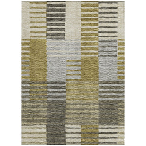 Homeroots 3' Brown Gold Taupe Striped Washable Area Rug - Perfect For Indoor And Outdoor Spaces, Durable Design 8' X 10' Polyester 581686
