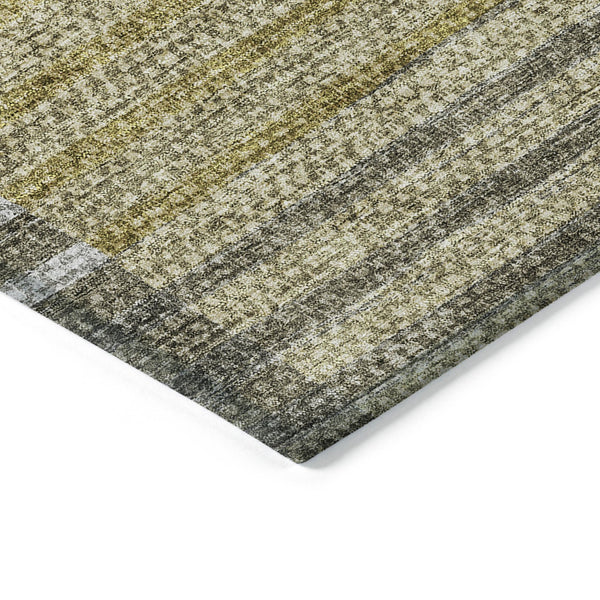 Homeroots 3' Brown Gold Taupe Striped Washable Area Rug - Perfect For Indoor And Outdoor Spaces, Durable Design 10' X 14' Polyester 581688