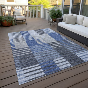 Homeroots 3' Brown Gold Taupe Striped Washable Area Rug - Perfect For Indoor And Outdoor Spaces, Durable Design 5' X 8' Polyester 581690