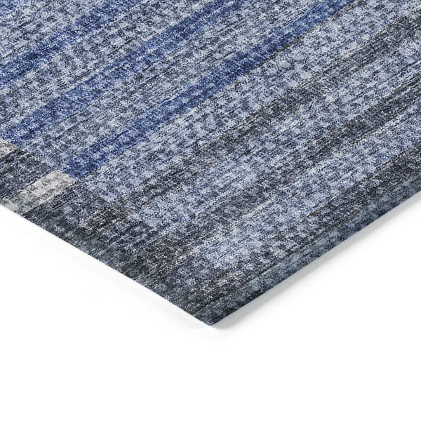HomeRoots 5' Denim Blue and Navy Striped Washable Area Rug - Durable, Versatile, Ideal for Indoor and Outdoor Spaces 5' X 8' 581690