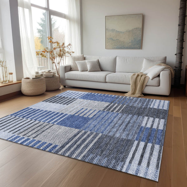 Homeroots 3' Brown Gold Taupe Striped Washable Area Rug - Perfect For Indoor And Outdoor Spaces, Durable Design 5' X 8' Polyester 581690