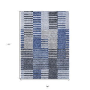 Homeroots 3' Brown Gold Taupe Striped Washable Area Rug - Perfect For Indoor And Outdoor Spaces, Durable Design 8' X 10' Polyester 581692