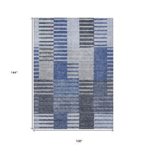 Homeroots 3' Brown Gold Taupe Striped Washable Area Rug - Perfect For Indoor And Outdoor Spaces, Durable Design 9' X 12' Polyester 581693