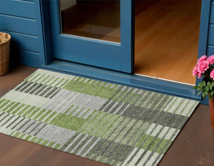 Homeroots 3' Brown Gold Taupe Striped Washable Area Rug - Perfect For Indoor And Outdoor Spaces, Durable Design 3' X 5' Polyester 581695