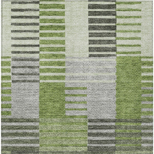 Homeroots 3' Brown Gold Taupe Striped Washable Area Rug - Perfect For Indoor And Outdoor Spaces, Durable Design 5' X 8' Polyester 581696